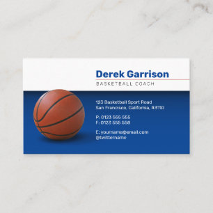 Basketball Coach   Sport Trainer Deep Blue Business Card
