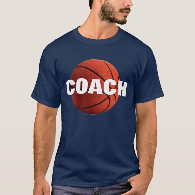 Basketball Coach T-Shirt - Navy Blue Tees (Front)