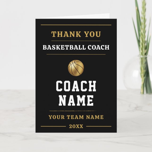 Basketball Coach Team Appreciation Gift Thank You Card (Front)
