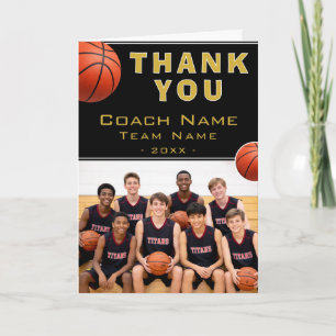 Basketball Coach Team Name Photo Thank You Card