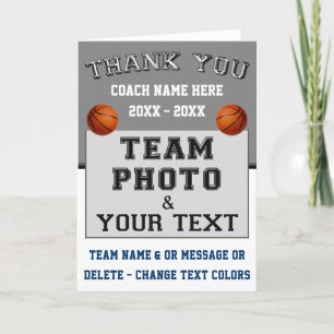 Basketball Coach Thank You Card, Personalised Card