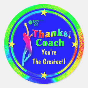 Basketball Coach Thank You Star Sticker