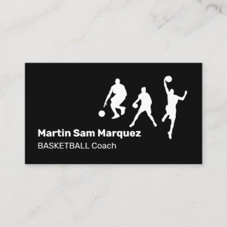 Basketball Coach Trainer Black and White Business Card