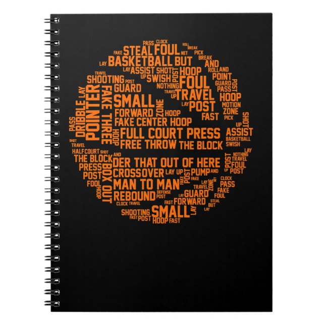 Basketball Coach Typography Basketball Player Love Notebook (Front)