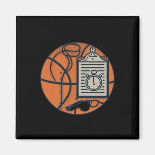 Basketball Coach Whistle Clipboard Stopwatch  Magnet