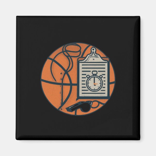 Basketball Coach Whistle Clipboard Stopwatch  Magnet (Front)