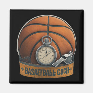 Basketball Coach Whistle Stopwatch Magnet