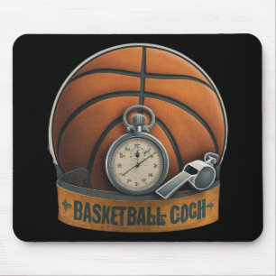 Basketball Coach Whistle Stopwatch Mouse Mat