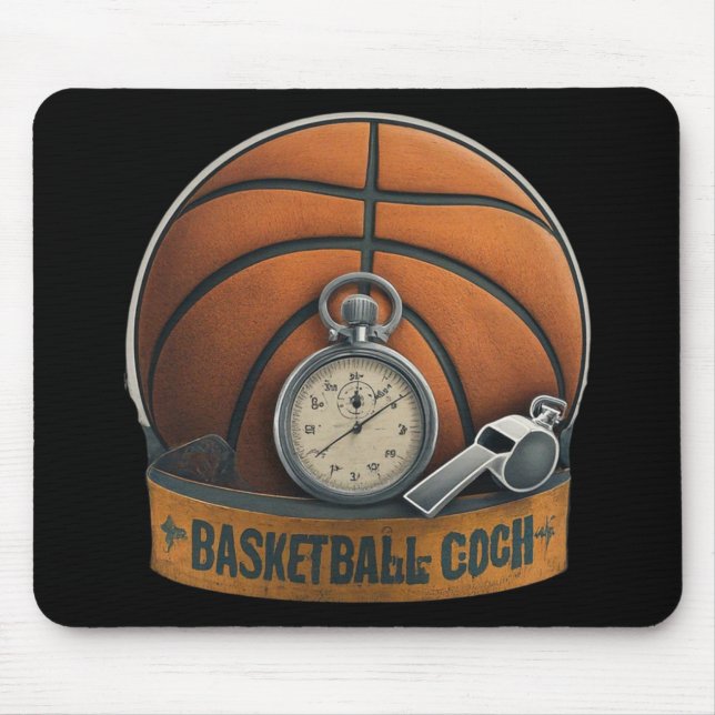 Basketball Coach Whistle Stopwatch  Mouse Mat (Front)