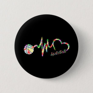 Basketball Colourful Smoke Heartbeat 6 Cm Round Badge