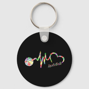 Basketball Colourful Smoke Heartbeat  Key Ring
