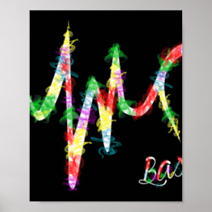 Basketball Colourful Smoke Heartbeat Poster