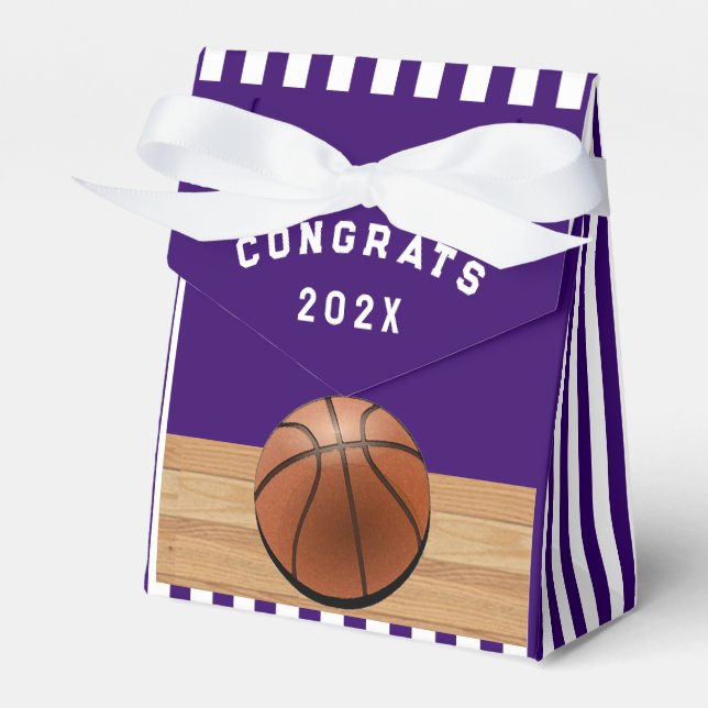 Basketball Congrats Team Purple Favour Box (Front Side)