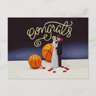 Basketball Congratulations Wedding  Postcard