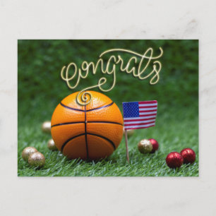 Basketball Congratulations with flag of America Postcard