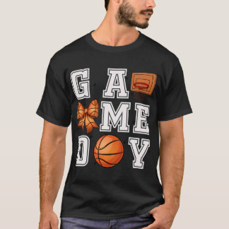 Basketball Coquette Bow Cute Gameday Cheer Mum Spo T-Shirt