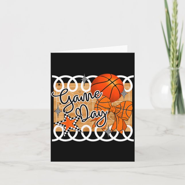 Basketball Coquette Bow Game Day Women Girl  Card (Front)