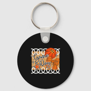 Basketball Coquette Bow Game Day Women Girl  Key Ring