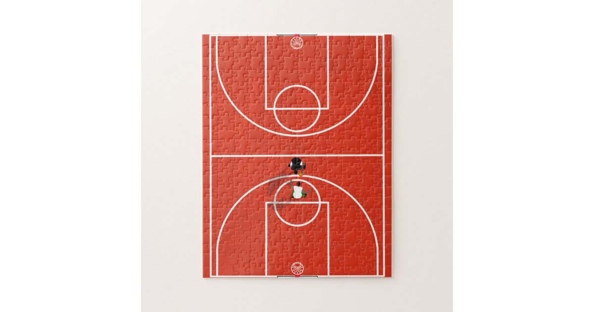 Basketball Court Aerial Illustration Jigsaw Puzzle Zazzle