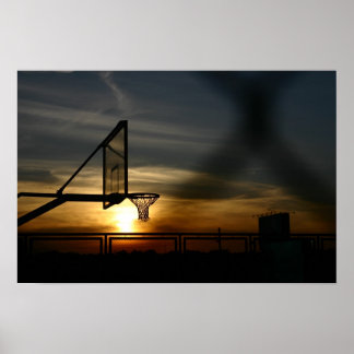 Basketball Court and Sunset Poster