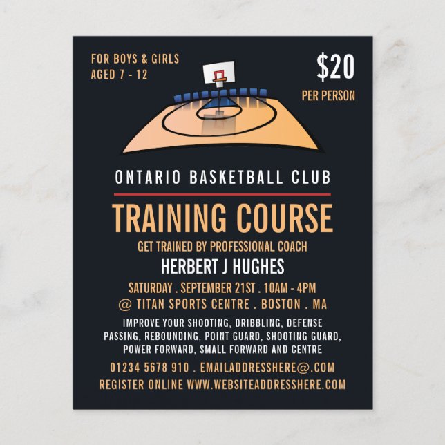 Basketball Court, Basketball Training Course Flyer (Front)