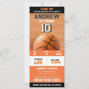 Basketball Court Craze Birthday Party Tickets Invitation
