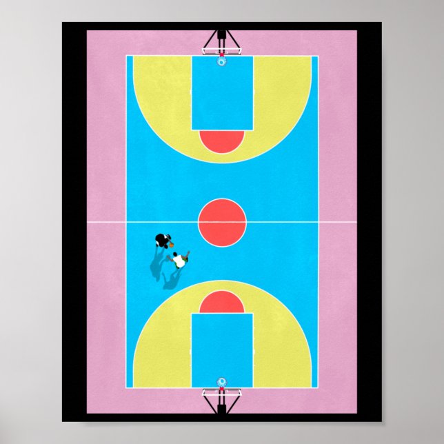 Basketball Court Pastel Colours  Poster (Front)