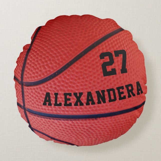 Basketball  create your own player Name Team Round Cushion (Front)