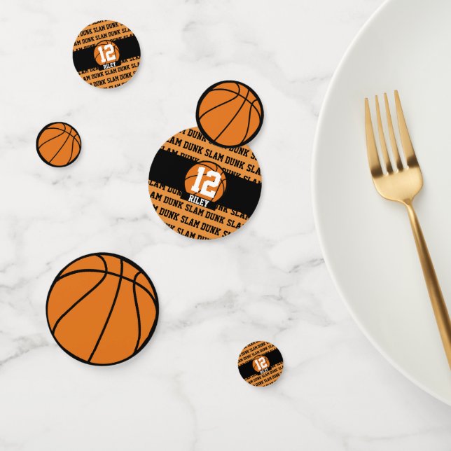 Basketball Custom Name Age Slam Dunk Confetti (Group)