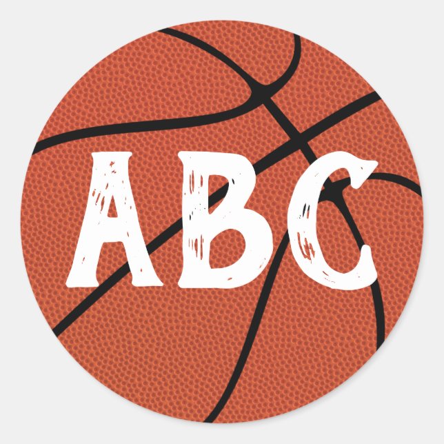 Basketball Custom Team Letters or Player Numbers Classic Round Sticker (Front)