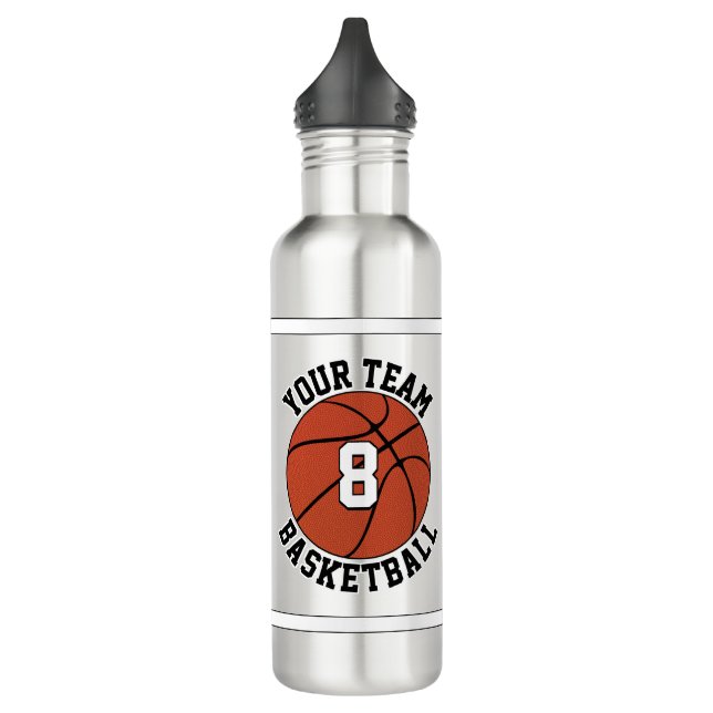 Basketball Custom Team Name & Player Number Sports 710 Ml Water Bottle (Left)