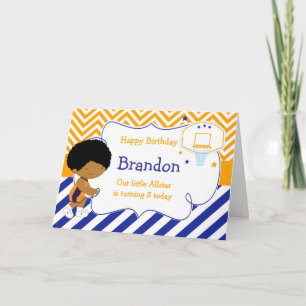 Basketball Cute African American Birthday Party Card