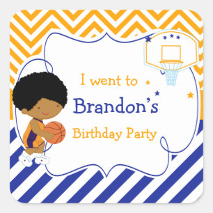 Basketball Cute African American Boy 'I went to' Square Sticker