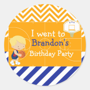 Basketball Cute Blonde Hair Boy 'I went to' Classic Round Sticker