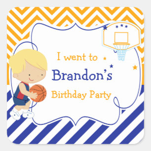 Basketball Cute Blonde Hair Boy 'I went to' Square Sticker