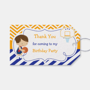 Basketball Cute Brown Hair Boy Gift Tag