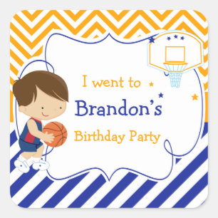 Basketball Cute Brown Hair Boy 'I went to' Square Sticker