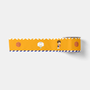 Basketball Cute Brown Hair Boy Satin Ribbon