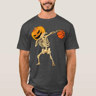 Basketball Dabbing Skeleton Men Boys Halloween Bas T-Shirt