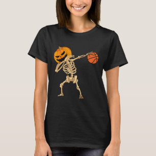 Basketball Dabbing Skeleton Men Boys Halloween Bas T-Shirt