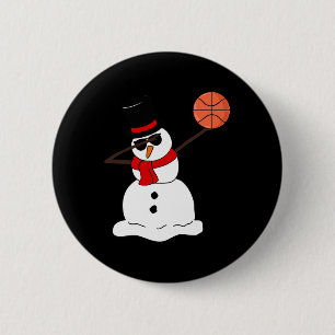 Basketball Dabbing Snowman Light Christmas Basketb 6 Cm Round Badge