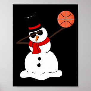 Basketball Dabbing Snowman Light Christmas Basketb Poster