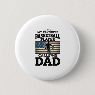 Basketball Dad Patriotic Vintage Engraving T-Shirt 6 Cm Round Badge
