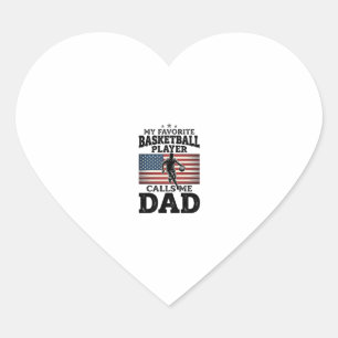 Basketball Dad Patriotic Vintage Engraving T-Shirt Heart Sticker