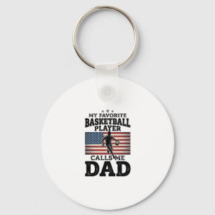 Basketball Dad Patriotic Vintage Engraving T-Shirt Key Ring