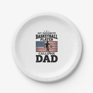 Basketball Dad Patriotic Vintage Engraving T-Shirt Paper Plate