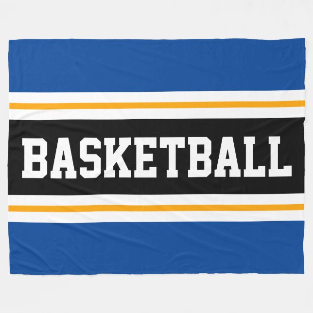 BASKETBALL Deep Blue Black Yellow Racing Stripes Fleece Blanket (Front (Horizontal))