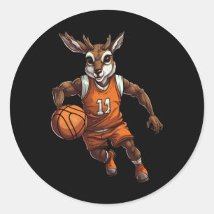 Basketball Deer Classic Round Sticker