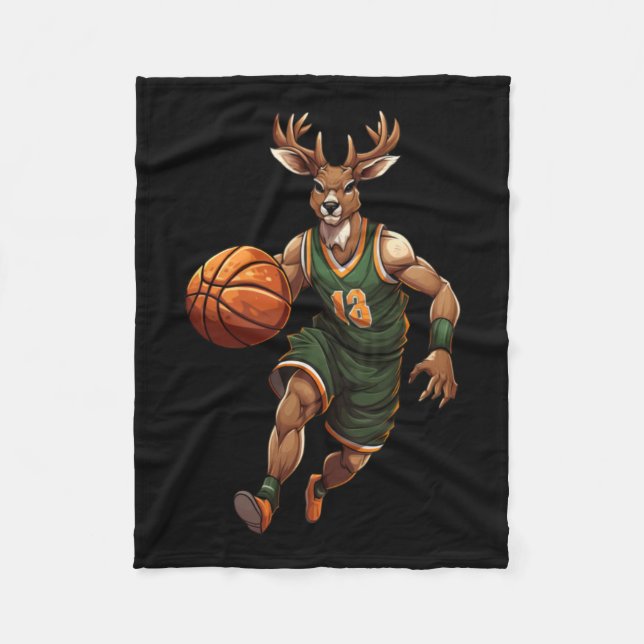 Basketball Deer  Fleece Blanket (Front)