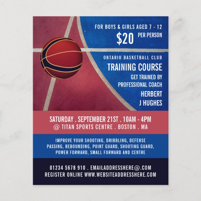 Basketball Design, Basketball Training Course Flyer (Front)